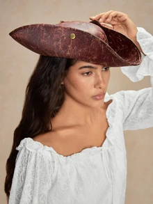 Tropiscape 1pc Vintage Pirate Hat, Triangular Pirate Hat, Suitable For Decorating Various Parties, Top Hat, Movie Costume Hat - Rust Brown - View 4