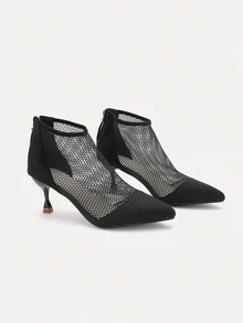 TuEzra Fall/Winter Fashionable Women's Mesh Breathable Sandal Boots,Boots For Women,Kitten Heels,Party Outfits - Black - View 1
