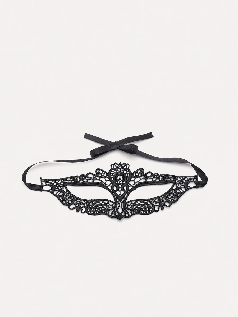 TuEzra 1pc Women Retro Elegant Hollow Lace Mask, Sexy Decorative Mask For Adult Party, Masquerade, Halloween - Black - View 1