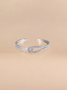 Etoivie 1pc Fashion Knot Cubic Zirconia Bangle Bracelet For Women Everyday Wear Halloween - Bracelet - View 3