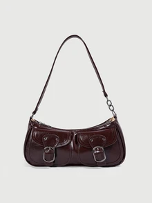 DareSee New Fashion Double Pocket Decor Handbag Tote Shoulder Bag, Suitable For Parties, Outings, Vacations, Shopping And Daily Use Halloween - Coffee - View 1