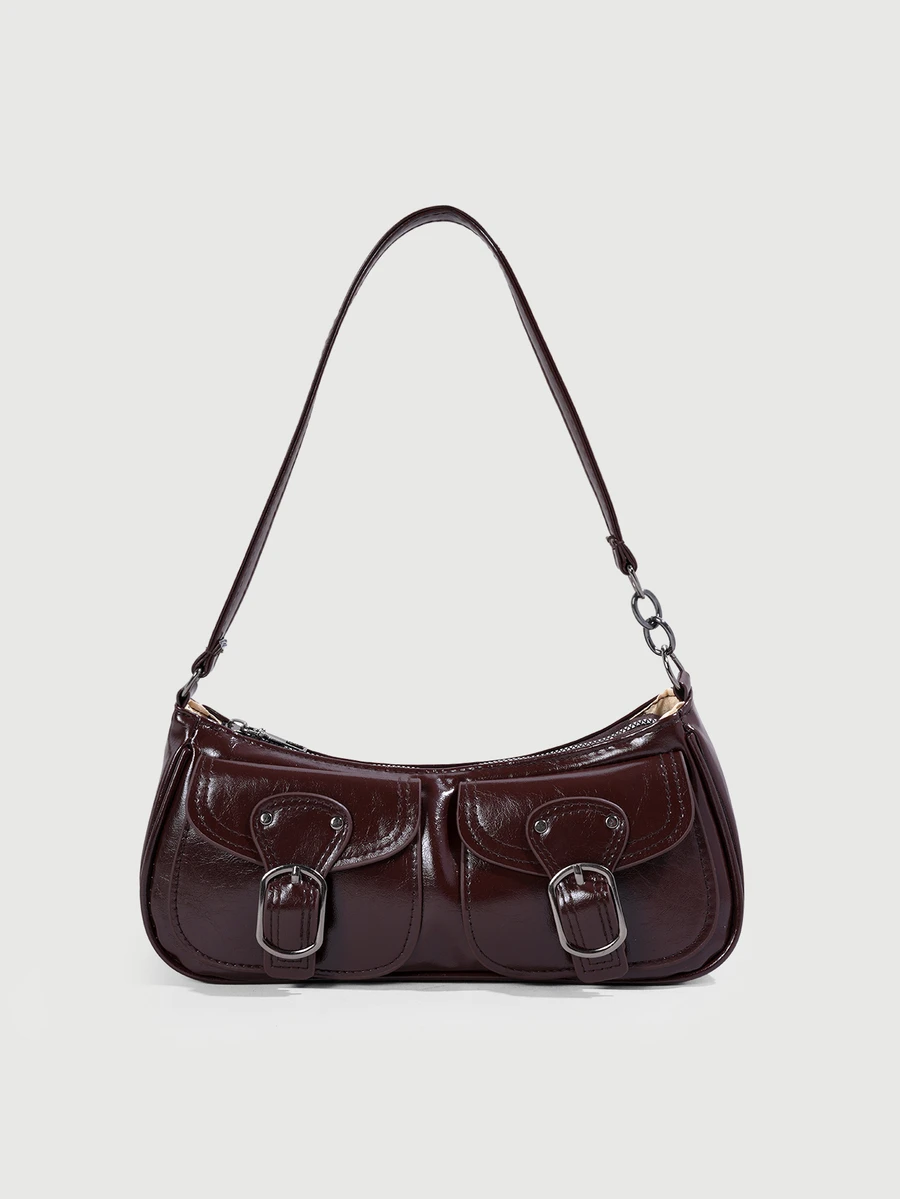 DareSee New Fashion Double Pocket Decor Handbag Tote Shoulder Bag, Suitable For Parties, Outings, Vacations, Shopping And Daily Use Halloween - Coffee - View 1