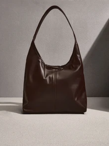 NobleVue 2026 New Solid Color Fashion Commuter Tote Bag, Minimalist Niche Design , Large Capacity - Coffee - View 1