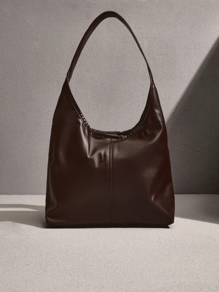 NobleVue 2026 New Solid Color Fashion Commuter Tote Bag, Minimalist Niche Design , Large Capacity - Coffee - View 1