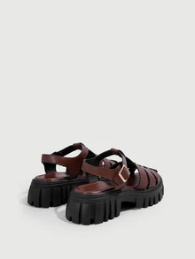 DareSee Vacation Sandals For Women, Buckle Decor Flatform Gladiator Sandals,Spring Summer Outfits - Brown - View 3