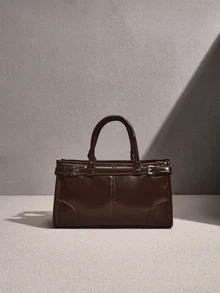 NobleVue New Fashionable Handbag, Simple And Elegant Messenger Bag, PU Leather, Versatile Vintage Urban Chic Tote Bag - Coffee Brown - View 1