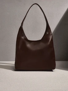 NobleVue 2026 New Solid Color Fashion Commuter Tote Bag, Minimalist Niche Design , Large Capacity - Coffee - View 3