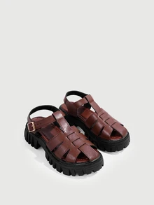 DareSee Vacation Sandals For Women, Buckle Decor Flatform Gladiator Sandals,Spring Summer Outfits - Brown - View 1