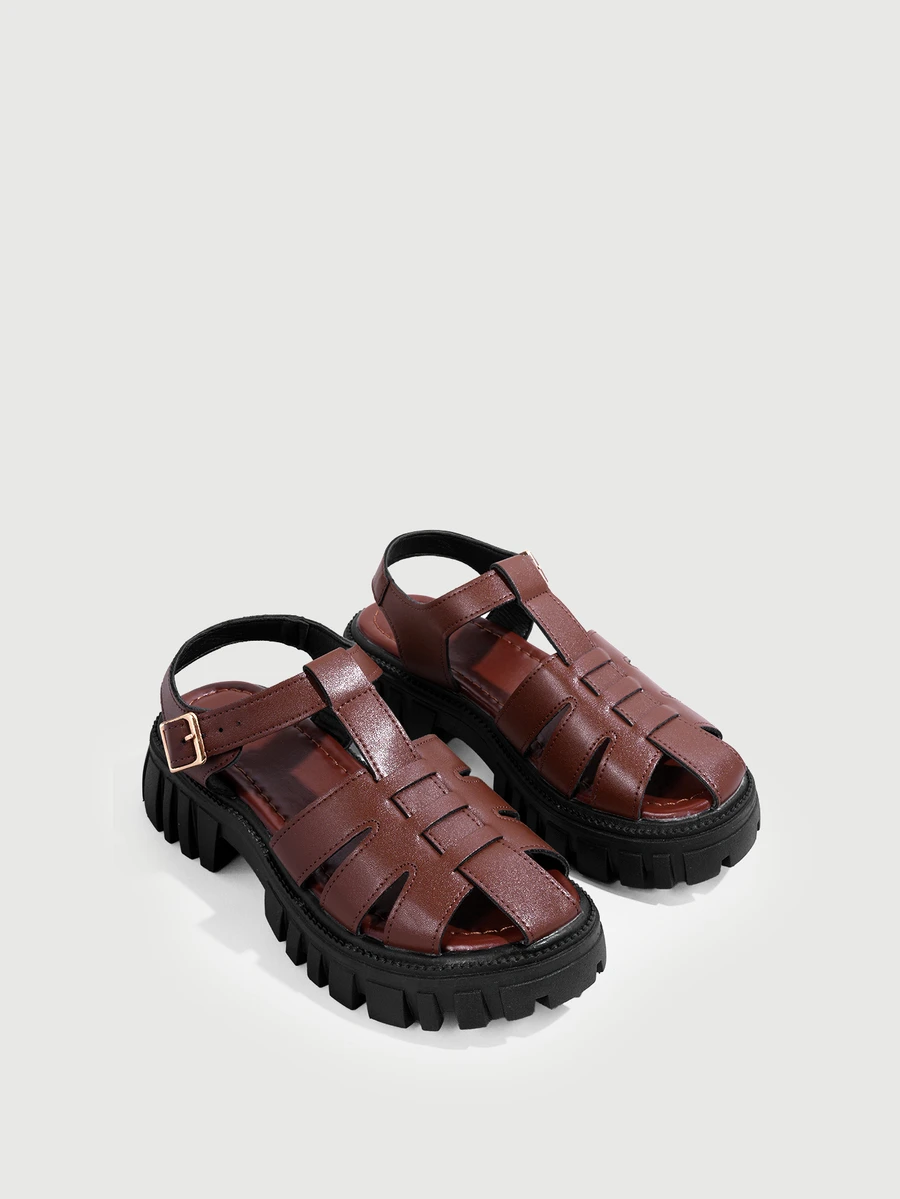 DareSee Vacation Sandals For Women, Buckle Decor Flatform Gladiator Sandals,Spring Summer Outfits - Brown - View 1
