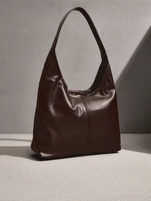 NobleVue 2026 New Solid Color Fashion Commuter Tote Bag, Minimalist Niche Design , Large Capacity - Coffee - View 2