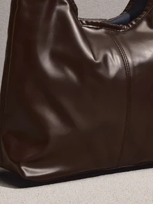 NobleVue 2026 New Solid Color Fashion Commuter Tote Bag, Minimalist Niche Design , Large Capacity - Coffee - View 4