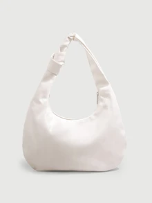 DareSee Women's Crescent-Shaped Shoulder Bag, PU Material, Large Capacity, Rivet Decor, Vintage Style, Suitable For Commuting And Outings Halloween - Apricot - View 2