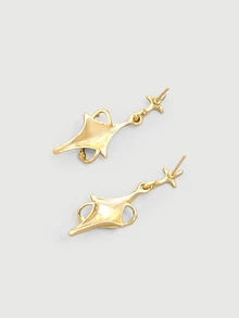DareSee 1 Pair Fashion Luxury Star Shaped Drop Earrings, Suitable For Any Occasion For Women Halloween - Gold - View 2