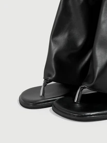 DareSee 1 Pair Toe-Post Sandals, Open Toe, Toe-Post Bootie Design, Combining Breathability Of Sandals And Style Of Boots, Solid Color Bohemian Microfiber Leather Buckle Boots Boots, Party Shoes For All Seasons, Recommended To Order Half Size Up Halloween - Black - View 4