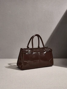NobleVue New Fashionable Handbag, Simple And Elegant Messenger Bag, PU Leather, Versatile Vintage Urban Chic Tote Bag - Coffee Brown - View 2