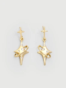DareSee 1 Pair Fashion Luxury Star Shaped Drop Earrings, Suitable For Any Occasion For Women Halloween - Gold - View 1