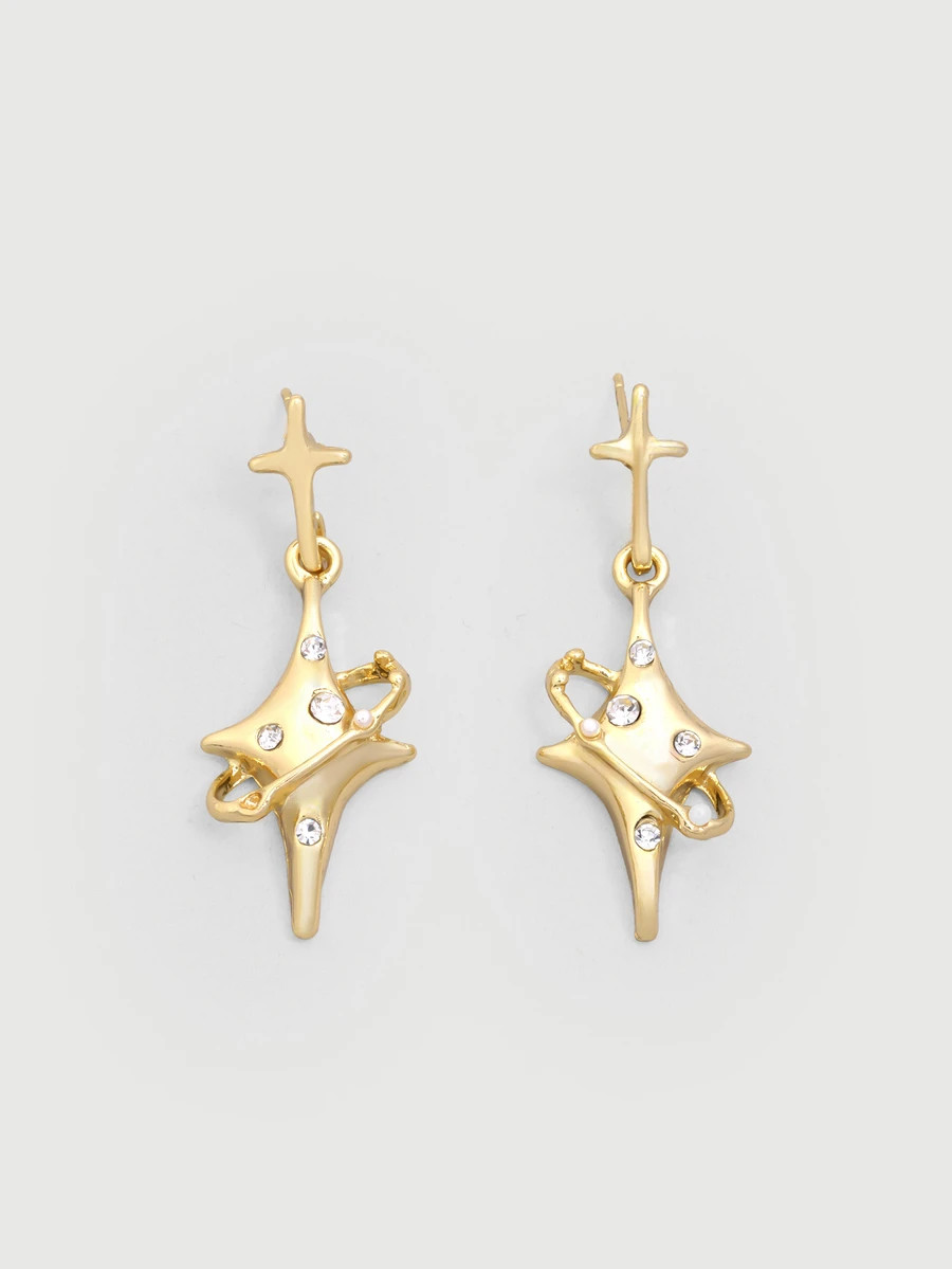 DareSee 1 Pair Fashion Luxury Star Shaped Drop Earrings, Suitable For Any Occasion For Women Halloween - Gold - View 1