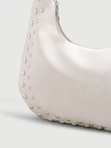 DareSee Women's Crescent-Shaped Shoulder Bag, PU Material, Large Capacity, Rivet Decor, Vintage Style, Suitable For Commuting And Outings Halloween - Apricot - View 4
