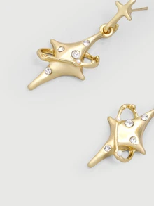 DareSee 1 Pair Fashion Luxury Star Shaped Drop Earrings, Suitable For Any Occasion For Women Halloween - Gold - View 3