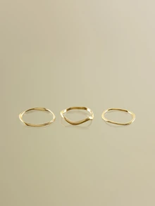 NobleVue 3pcs Minimalist Asymmetrical Circle Metal Bangle Set, Elegant Fashion Jewelry Suitable For Daily Commute - Bracelet Set - View 1