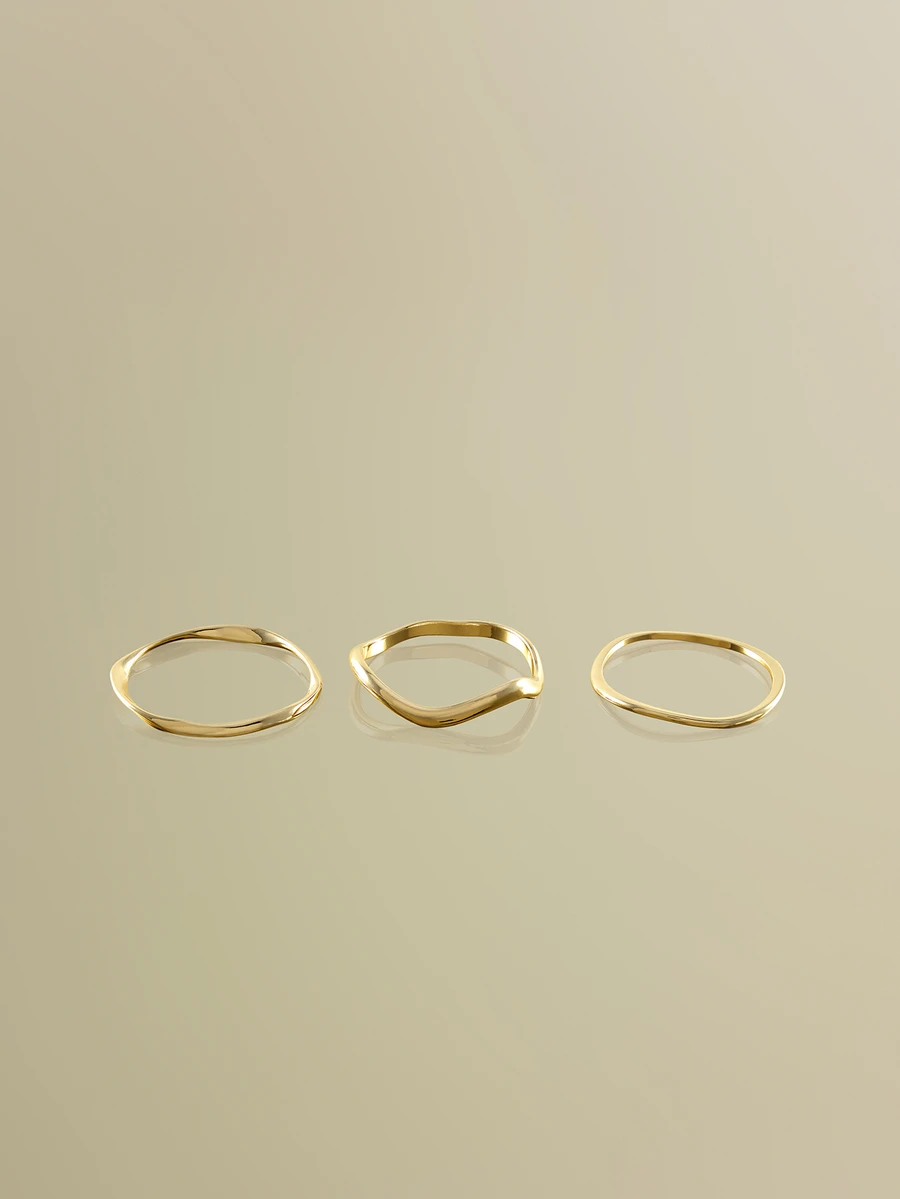 NobleVue 3pcs Minimalist Asymmetrical Circle Metal Bangle Set, Elegant Fashion Jewelry Suitable For Daily Commute - Bracelet Set - View 1