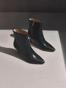 NobleVue Fall/Winter Women's New Versatile Warm Sexy Elegant Stiletto Pointed Toe Ankle Boots And High Heel - Black - View 2