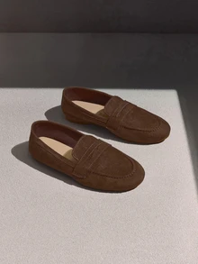 NobleVue Chaussures de sport de mode à nœud de couleur unie, semelle antidérapante absorbant les chocs, design élégant et confortable avec bride de orteils - Tabac - Voir 2