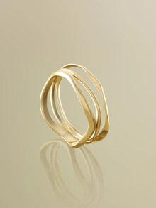 NobleVue 3pcs Minimalist Asymmetrical Circle Metal Bangle Set, Elegant Fashion Jewelry Suitable For Daily Commute - Bracelet Set - View 3