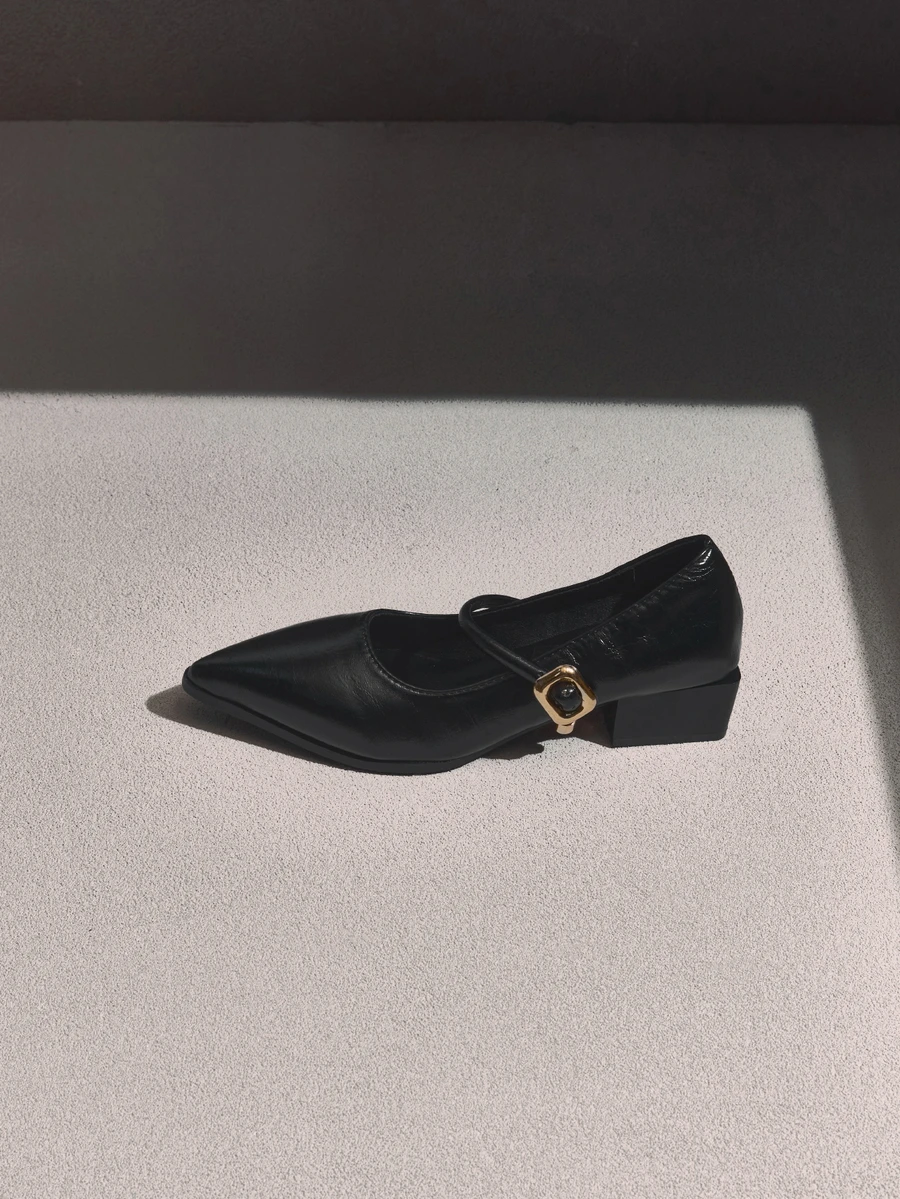 NobleVue French Pointed Toe Mary Jane Black High Heel Pumps 2026 Spring/Summer New Style Single Strap Comfortable Elegant - Black - View 1