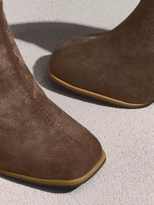 NobleVue Sepatu Bot Ankle Wanita Musim Semi/Gugur Terbaru 2025, Sepatu Bot Ankle Hak Tinggi, Musim Gugur, Musim Dingin, Cocok untuk Wanita Bertubuh Mungil, Elegan - Khaki - View 4