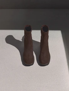 NobleVue Fall/Winter Brown Over-The-Knee Chunky Heel Boots, Black Classic Versatile Thigh High Boots - Brown - View 3