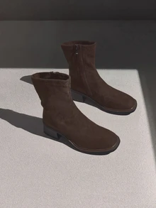 NobleVue Fall/Winter Brown Over-The-Knee Chunky Heel Boots, Black Classic Versatile Thigh High Boots - Brown - View 2