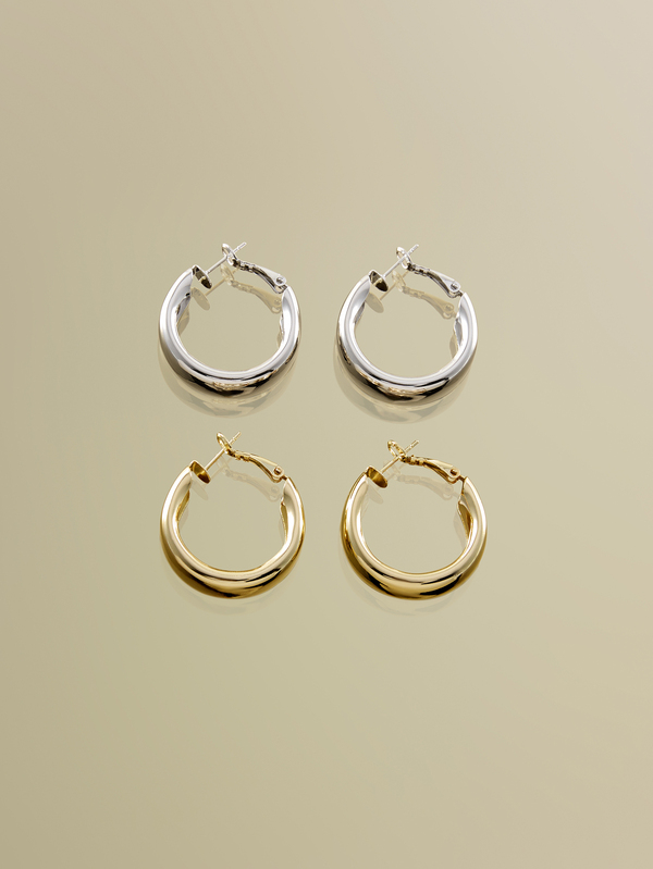 NobleVue 4pcs/Set Fashion Simple Thick 10MM Round Hoop Earrings Set, Chunky Earrings, Medium Size, Statement Earrings