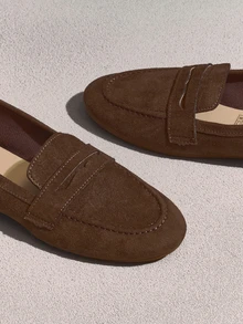 NobleVue Chaussures de sport de mode à nœud de couleur unie, semelle antidérapante absorbant les chocs, design élégant et confortable avec bride de orteils - Tabac - Voir 4