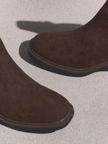 NobleVue Fall/Winter Brown Over-The-Knee Chunky Heel Boots, Black Classic Versatile Thigh High Boots - Brown - View 4
