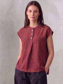 Women's Solid Color Front Button Minimalist Shirt, Suitable For Casual Daily Wear Summer - Burgundy - View 2
