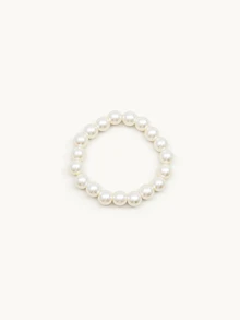 Farahzel 4pcs Pearl Beaded Jewelry Set, Fashion Simple 925 Silver Clasp Necklace Bracelet Earrings Kit, 6mm/8mm/10mm Pearl Size - White - View 3