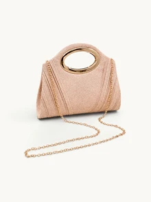 Farahzel Women's Sequin Large Capacity Tote Bag, Luxury Pleated Clutch Purse, Metal Decor Glitter Evening Bag, Ideal Choice For Gathering Occasions - Champagne - View 5