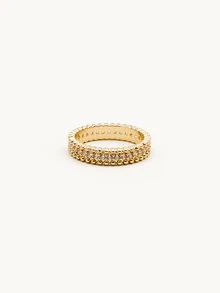 Farahzel 1pc Fashion Single Row CZ Starry Closed Ring, Suitable For Women's Daily, Party And Casual Wear - Gold - View 2