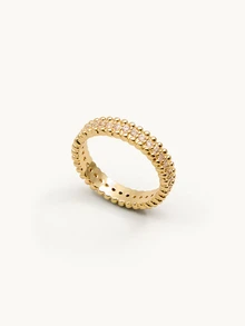Farahzel 1pc Fashion Single Row CZ Starry Closed Ring, Suitable For Women's Daily, Party And Casual Wear - Gold - View 4