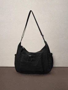 Hatastic New Autumn/Winter Drawstring Cloud Pleated Shoulder Bag, Crossbody Bag For Women Halloween - Black - View 2