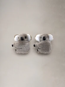 Hatastic 6/5/2/1pc Cute Koala Fluffy Plush Hair Clips, Fashionable Minimalist Animal Print Rectangular Halloween - Multicolor - View 1