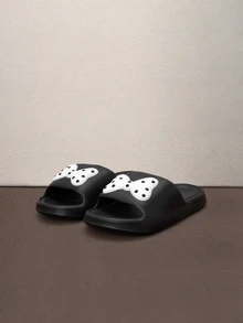 Hatastic Cute Polka-Dot Bow Women's Slide Sandals, Minimalist And Elegant, Soft EVA Open-Toe Design, Suitable For Indoor And Outdoor Use Halloween - Black - View 1