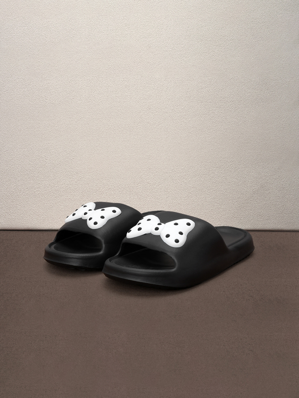 Hatastic Cute Polka-Dot Bow Women's Slide Sandals, Minimalist And Elegant, Soft EVA Open-Toe Design, Suitable For Indoor And Outdoor Use Halloween