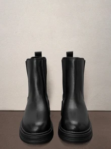 Hatastic Women's 2025 New Spring/Autumn Ankle Boots, Fashion Thick Sole Slim Chelsea Ankle Boots Halloween - Black - View 2