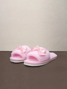 Hatastic Women's Bowknot Open Toe Slippers, Comfortable Indoor House Shoes, Lightweight, Non-Slip, Suitable For Spring, Autumn, All Seasons, Holiday Gift Halloween - Pink - View 1