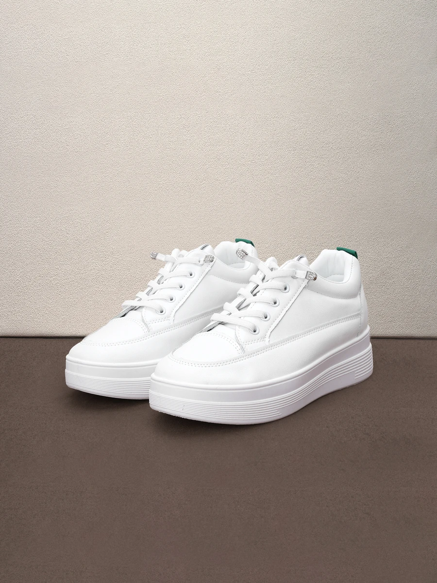 Women's Spring & Autumn New White Casual Shoes, Wedge Heel, Mesh Upper, Light & Comfortable,Sneakers For Women Halloween - White - View 1