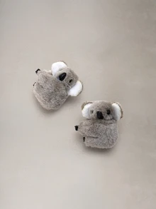 Hatastic 6/5/2/1pc Cute Koala Fluffy Plush Hair Clips, Fashionable Minimalist Animal Print Rectangular Halloween - Multicolor - View 3