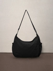 Hatastic New Autumn/Winter Drawstring Cloud Pleated Shoulder Bag, Crossbody Bag For Women Halloween - Black - View 3