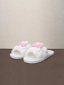 Hatastic Sandal Rumah Hangat Berbulu Lembut Motif Kelinci Mulut Terbuka, Sandal Rumah Dalam Ruangan Anti-Selip Berbulu Lembut untuk Wanita, Musim Gugur dan Musim Dingin, Sandal, Natal, - Berwarna merah muda - View 1